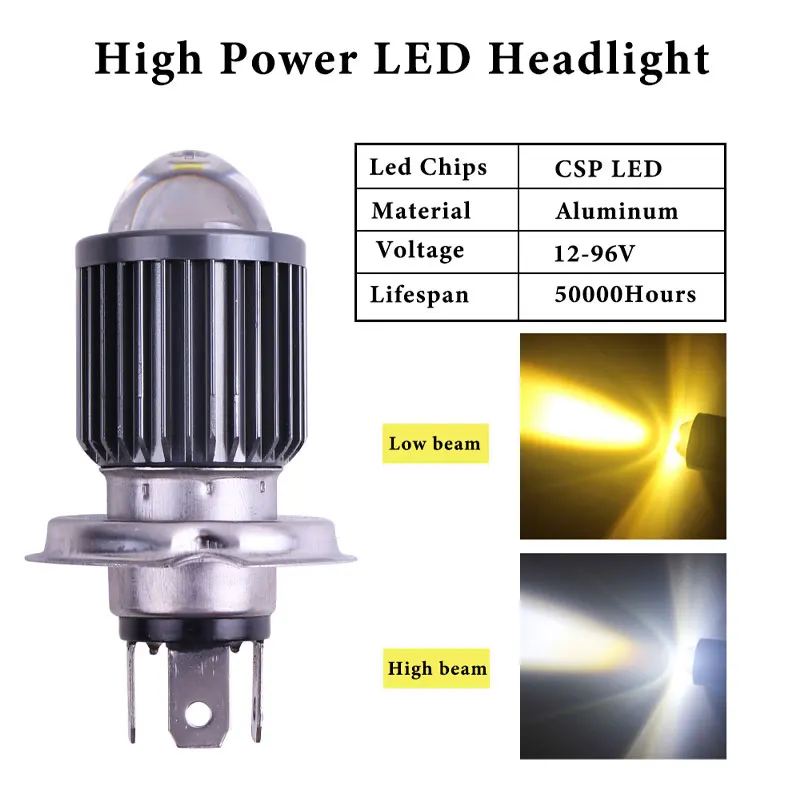 1 قطعة 10000LM H4 LED دراجة نارية المصباح H6 BA20D P15D Led CSP عدسة أبيض أصفر مرحبا لو شعاع دراجة نارية سكوتر تشغيل ضوء