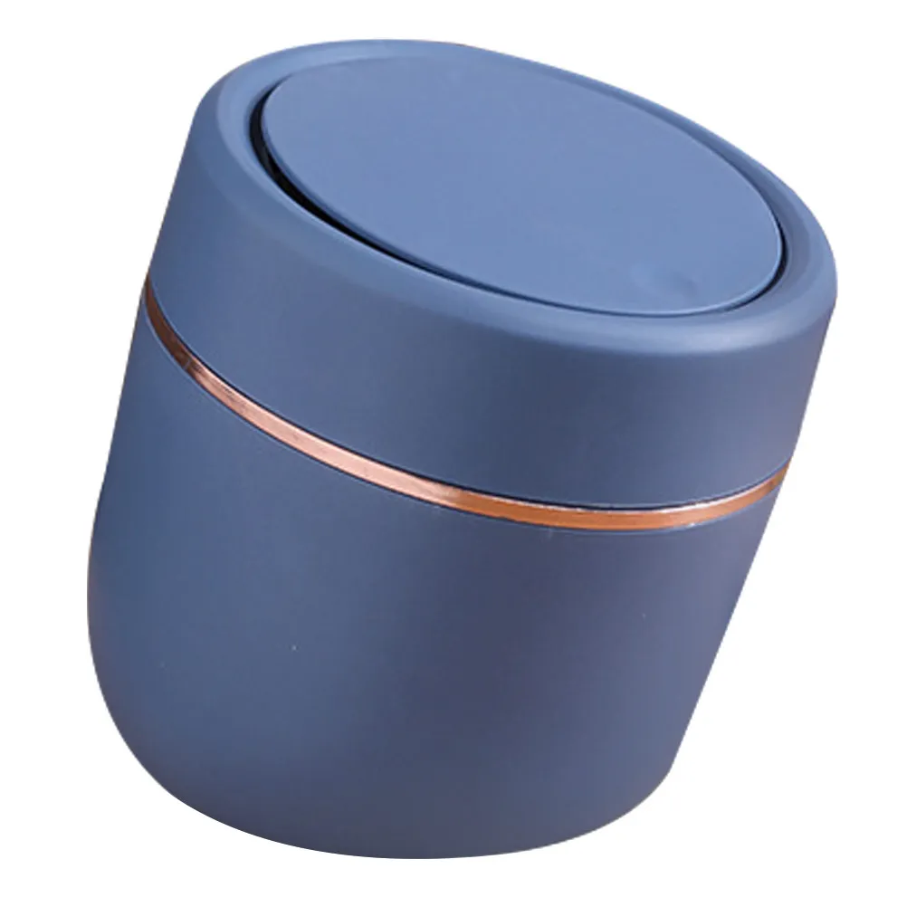 Lidded Desktop Trash Can Press Top Closure Compact Garbage Bin for Office Study Desk Table Organizing Tidy Workspace Solution