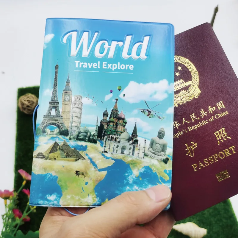 

Обложка для паспорта World Trip для мужчин и девочек, тисненая дорожная удостоверение личности с карманом для билетов, аксессуары для футляров для паспорта