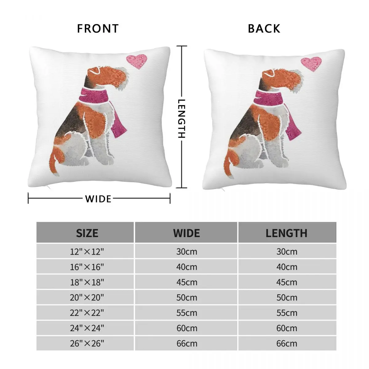 Watercolour Wire Fox Terrier Square Pillowcase Polyester Linen Velvet Printed Zip Decorative Pillow Case Room Cushion Cover