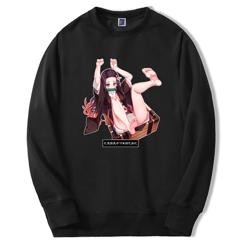 Demon Slayer Sweatshirts Hoodies Mens Sexy Nezuko Hentai Japan Mangas Anime 2024 Sudaderas Round Neck Casual Clothes Tracksuit