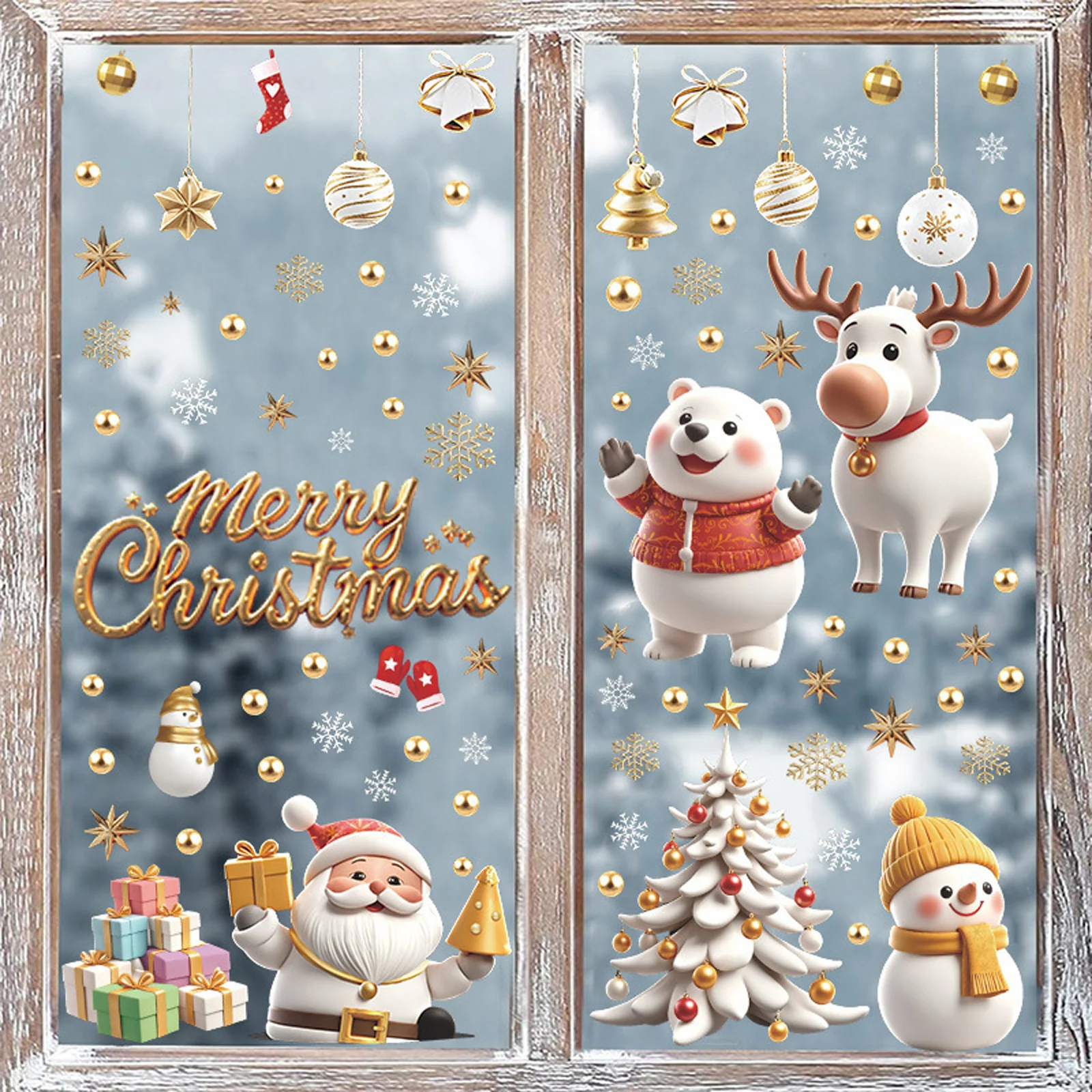 2025 ملصقات ديكور عيد الميلاد الكرتون عيد الميلاد عنصر كهرباء الزجاج ملصق نافيداد السنة الجديدة الطرف الديكور الدعائم 2026