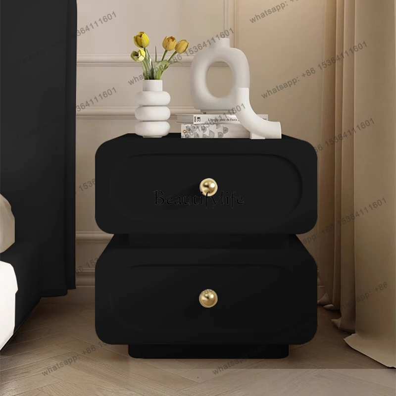 

12Italian black bedside table simple modern household small apartment bedroom creative minimalist storage cabinet