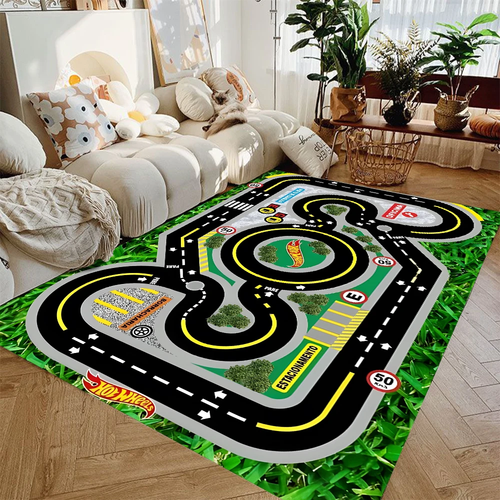 Interactive Road Map Play Mat Colorful City Race Track Rug Educational Kids Carpet for Toy Cars Bedroom Playroom Fun Kid Gift