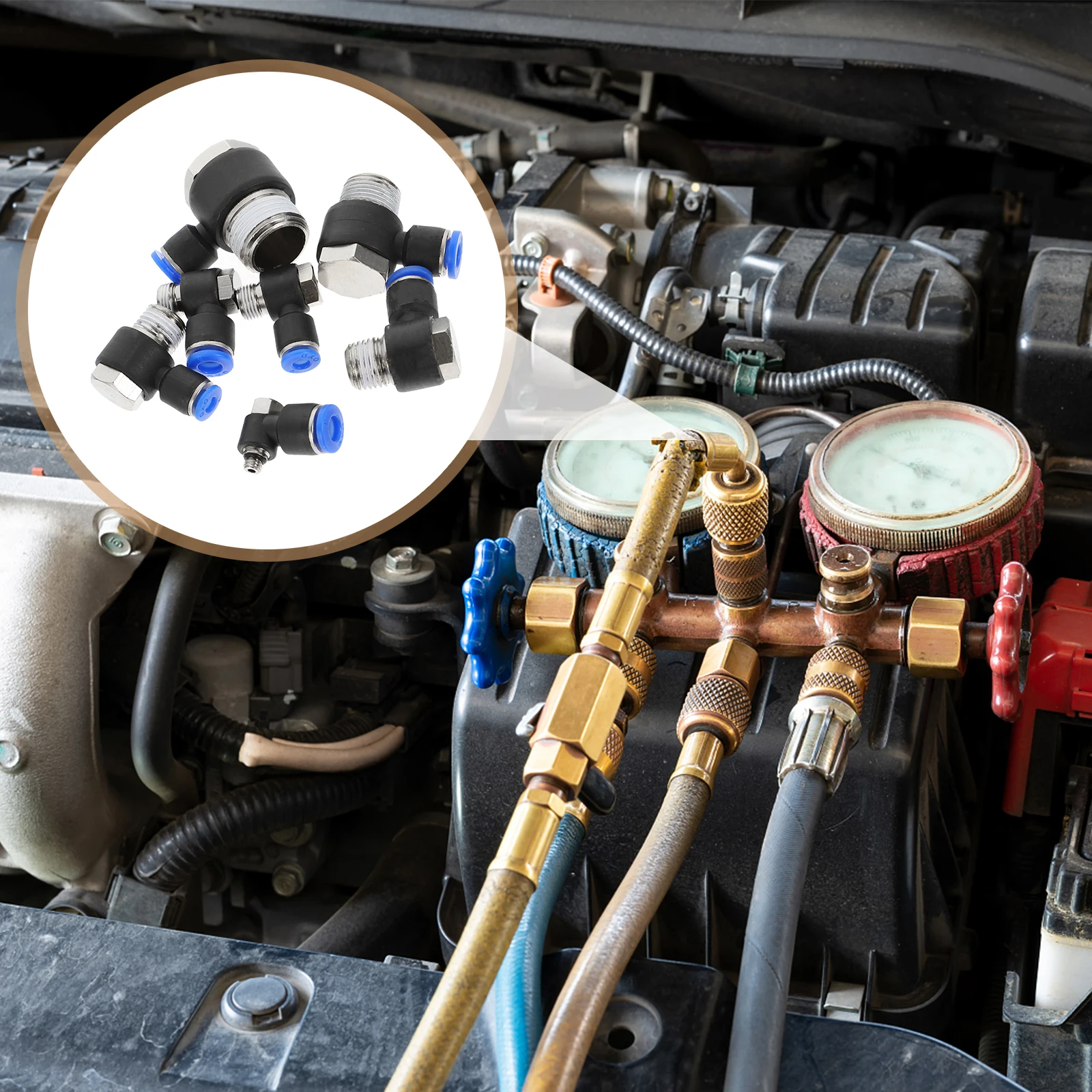 

7pcs Pneumatic Fittings Connectors PC4-M4-6-6-02 ABS Copper Straight Coupling Industrial Projects
