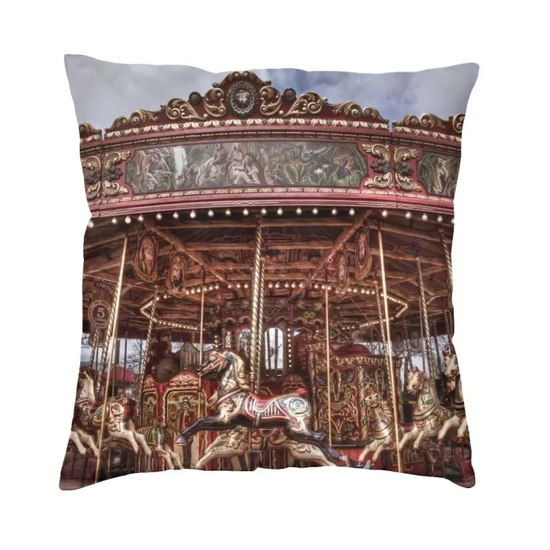 Amusement Park Rides Carousel Cushion Covers Sofa Living Room Square Throw Pillow Case 45x45cm