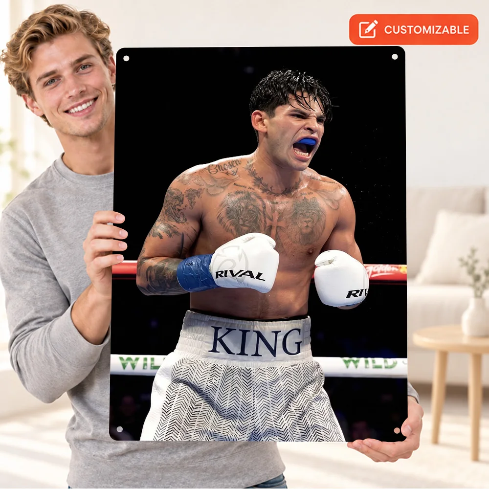 Ryan Garcia Boxing In The Ring Textured Metal Poster Customized Aluminum Sign Sports Portrait Photography Wall Art For Bedroom
