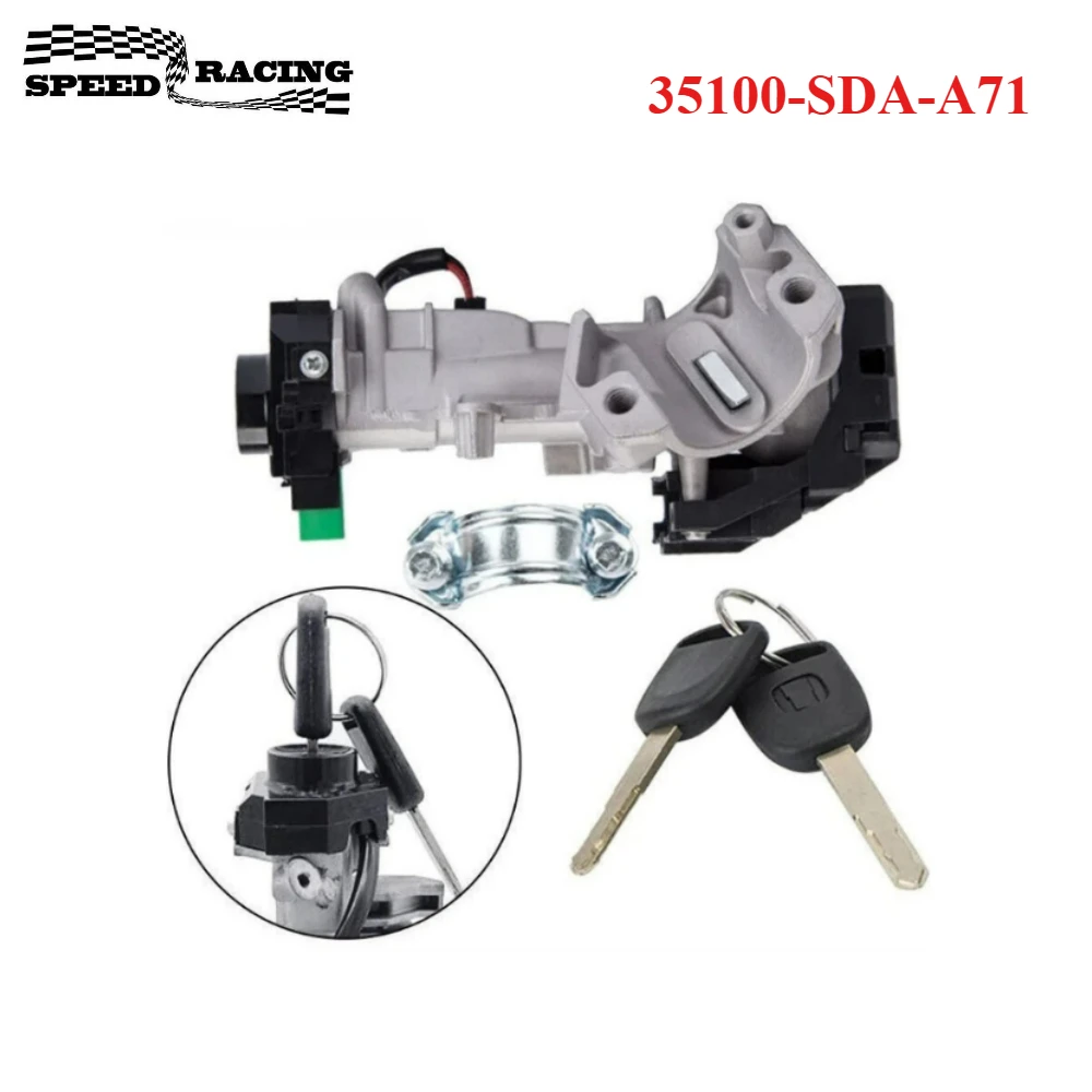 35100-SDA-A71 Ignition Switch Cylinder Lock Auto Trans for 2003-2007 Honda Accord with 2 Keys for CRV 07-11 46 Electronic Chip