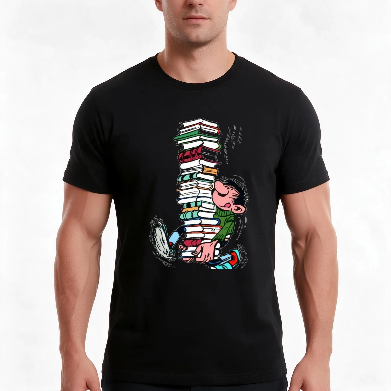 Gaston Lagaffeessentiel T-Shirt, Summer Casual Cotton Tee, Oversized Streetwear Tops, Vintage Graphic Print, Unisex Men Women
