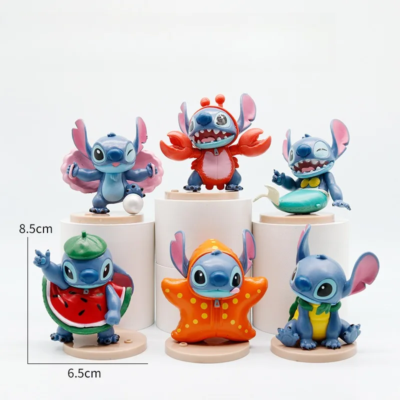 애니메이션 영화 릴로 & 스티치 시리즈 오션 스티치 피규어 블라인드 박스 만화 PVC 모델 탁상 장식 컬렉션 미스터리 선물