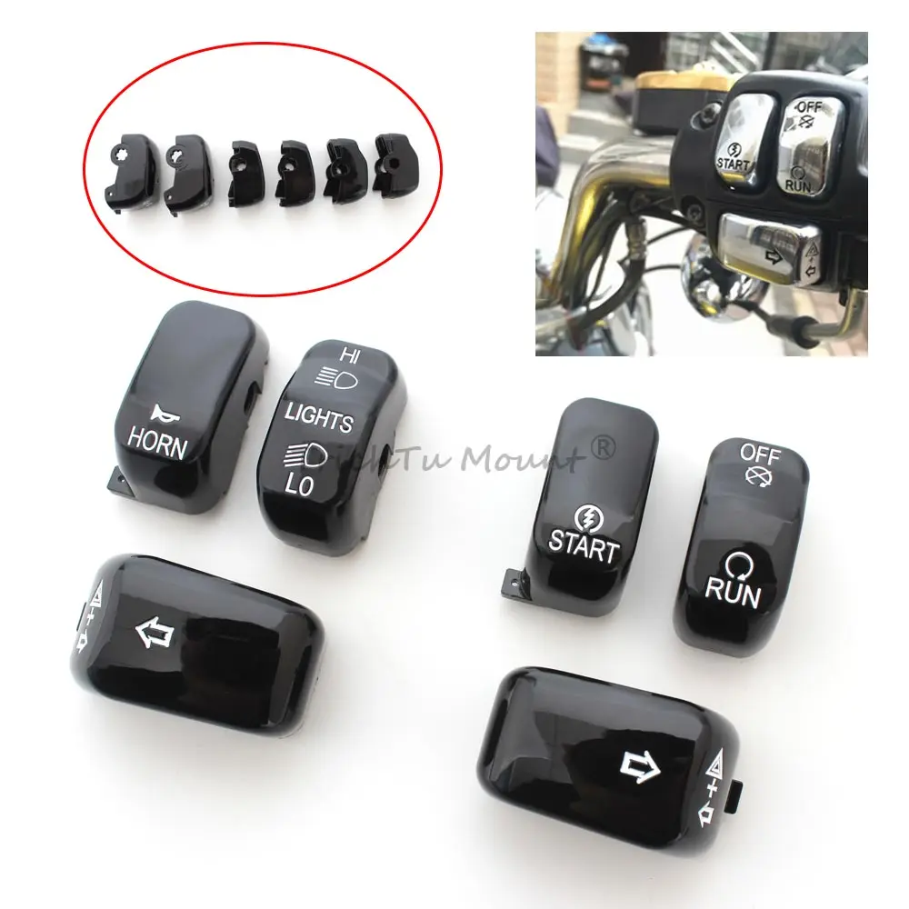 Motorcycle Hand Control Switch Caps Button Covers Black Switch Housing Cap Cover For Harley Sportster Touring Road King Softail