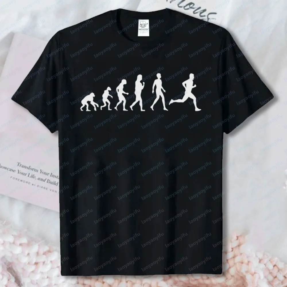 T-shirt de course pour hommes Evolution Runner Vintage Classique Mode Streetwear Hauts tendance Gym Respirant Vêtements pour hommes Fête des Pères