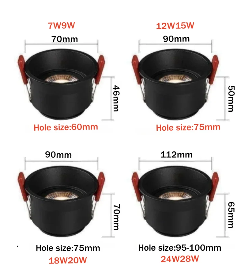 Anti Glare LED Downlight Adjustable 7W12W15W20W24W AC90-260V Dimmable CRI 97 COB Ceiling Lamp Spot Lights For Home