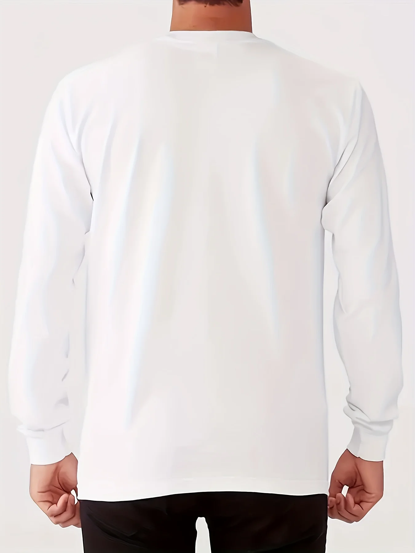 Men's 100% pure cotton loose and comfortable casual sports Brooklyn letter printed round neck long sleeved T-shirt top view 5