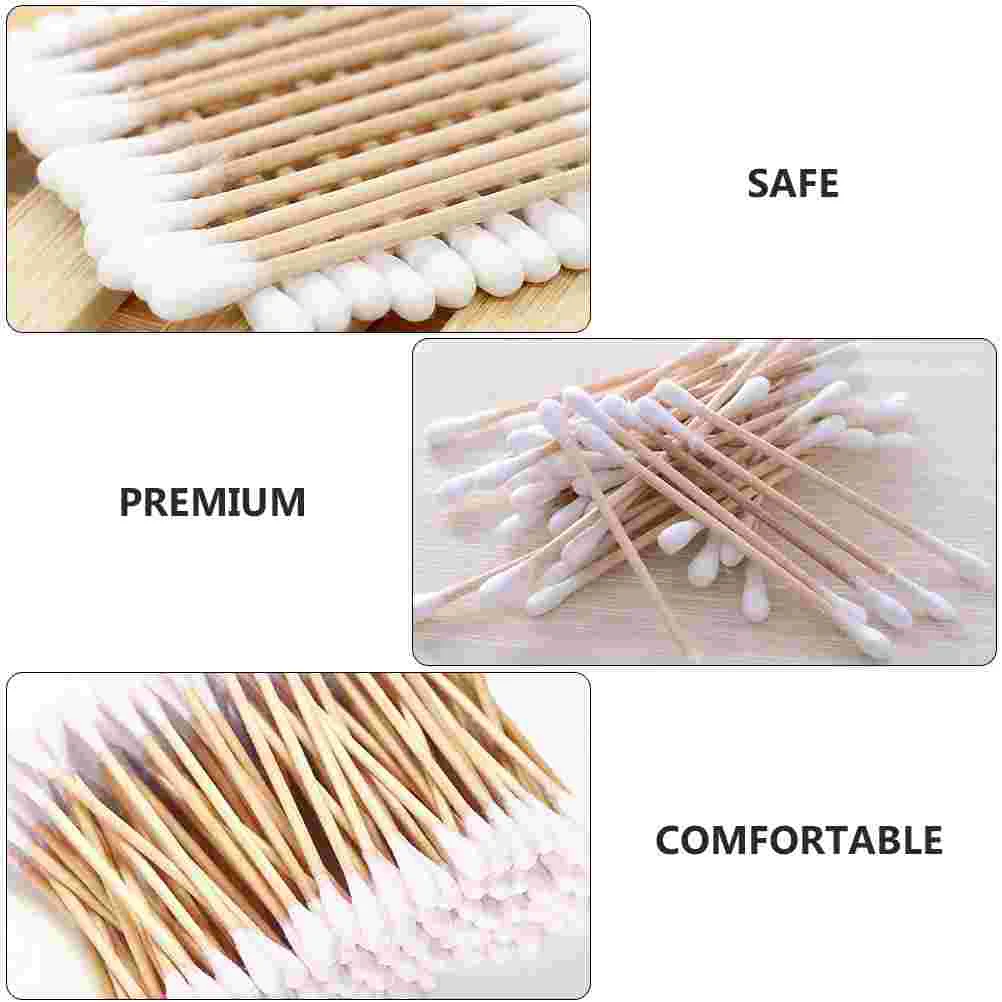 10 Bags Pet Ear Cleaning Dog Cotton Stick Dual-ended Cat Swabs of Double-head Wooden