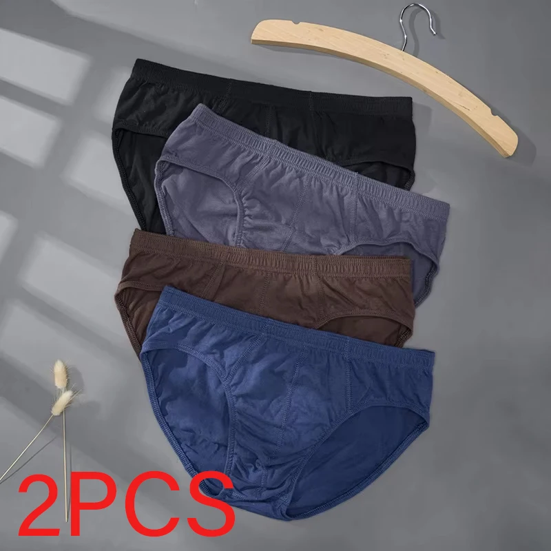 

2 Pcs/Lot Men's 100% Cotton Briefs Comfortable Breathable Underwear Lingerie Panties Plue Size Xl -5xl Underpants