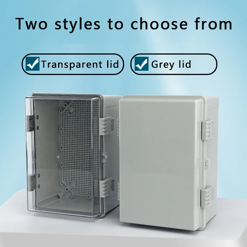 Imagen 2 del producto Caja de conexiones de energía con cubierta transparente/gris resistente al agua IP66, caja de distribución electrónica de plástico ABS para exteriores