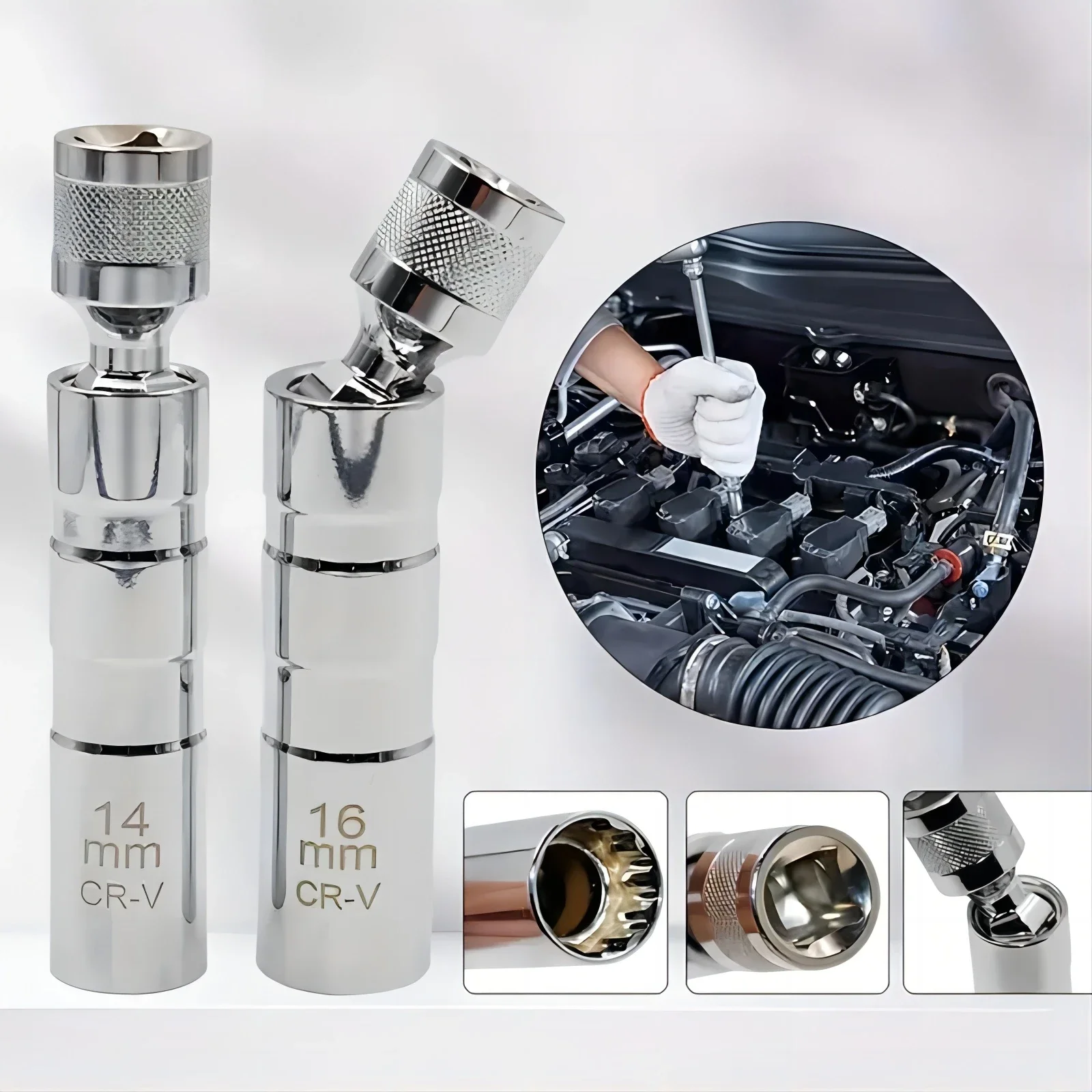 

Torque wrench for spark plug 5PCS set 3/8 5-60N.m two-way adjustment, 14mm, 16mm sleeve removal ratchet auto repair repair tool