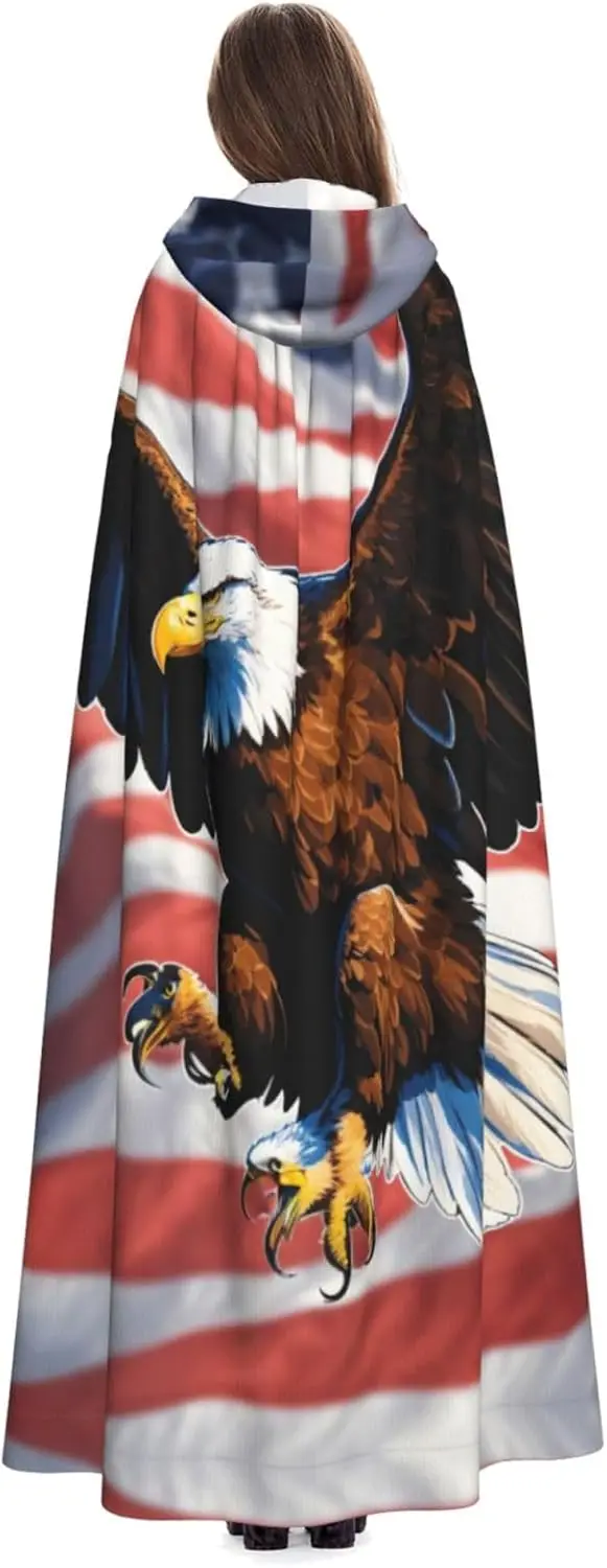 Mantello con cappuccio con stampa bandiera Mantello universale per adulti Costume da strega Costumi di Halloween Mantello di carnevale mantiene caldo Resistente all'acqua
