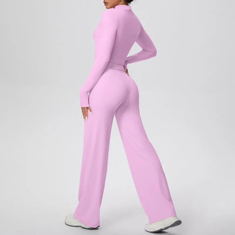 

Женский матовый комплект для йоги, быстросохнущий облегающий жилет с широкими штанинами, длинный комплект из трех предметов, комплект для спорта и отдыха на открытом воздухе, фитнес-набор