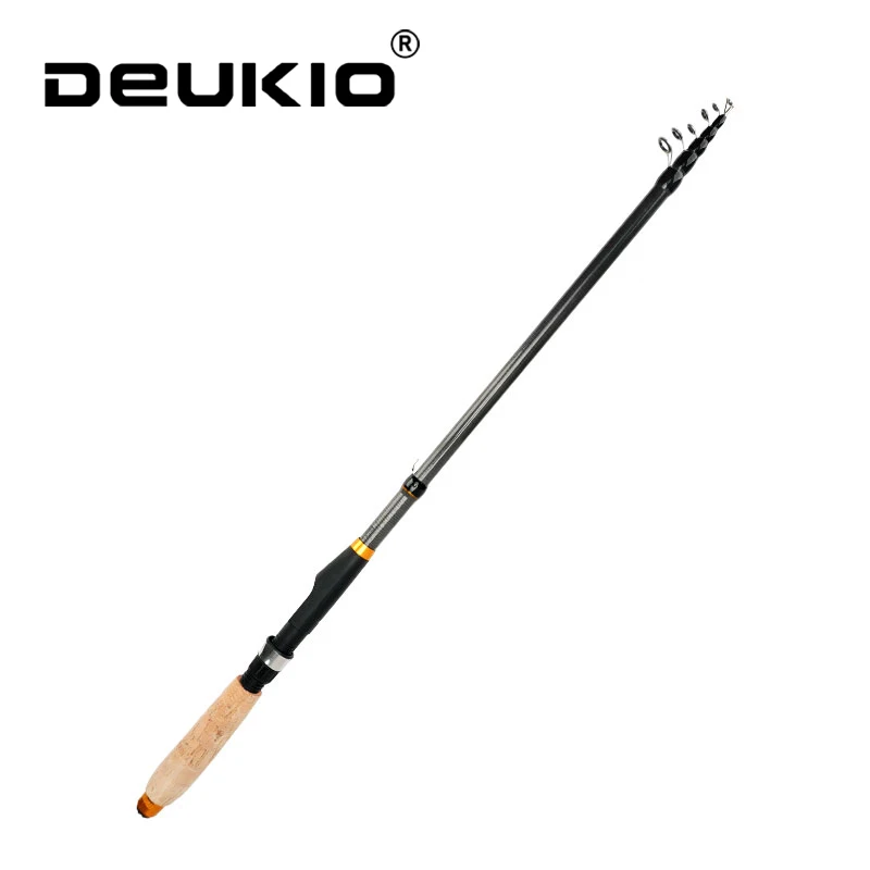 DEUKIO Teleskop Köderrute 2,1 M 1,8 M Carbon Spinnrute Angelrute Holzgriff Reise Angelrute Casting Angelgerät