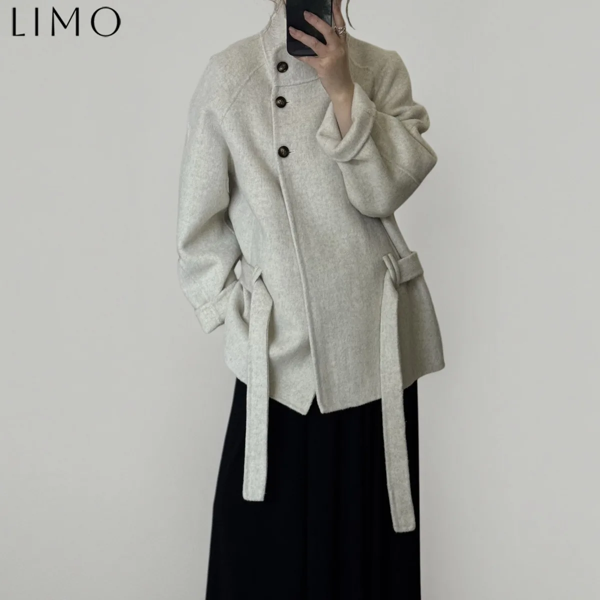 

LIMO Stand Collar Wool Cotton Blend Coat Women Office Commute Autumn Winter Stylish is a good choice