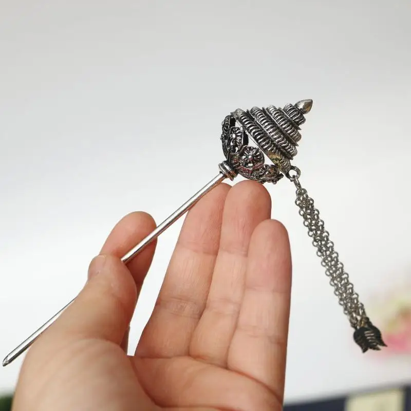Ethnische Kostümaccessoires, Haaraccessoires für Mädchen, Kopfschmuck im antiken Stil, Haarstäbe aus Metall, thailändischer Kopfschmuck, Quasten, Haarnadeln. – Detail 4