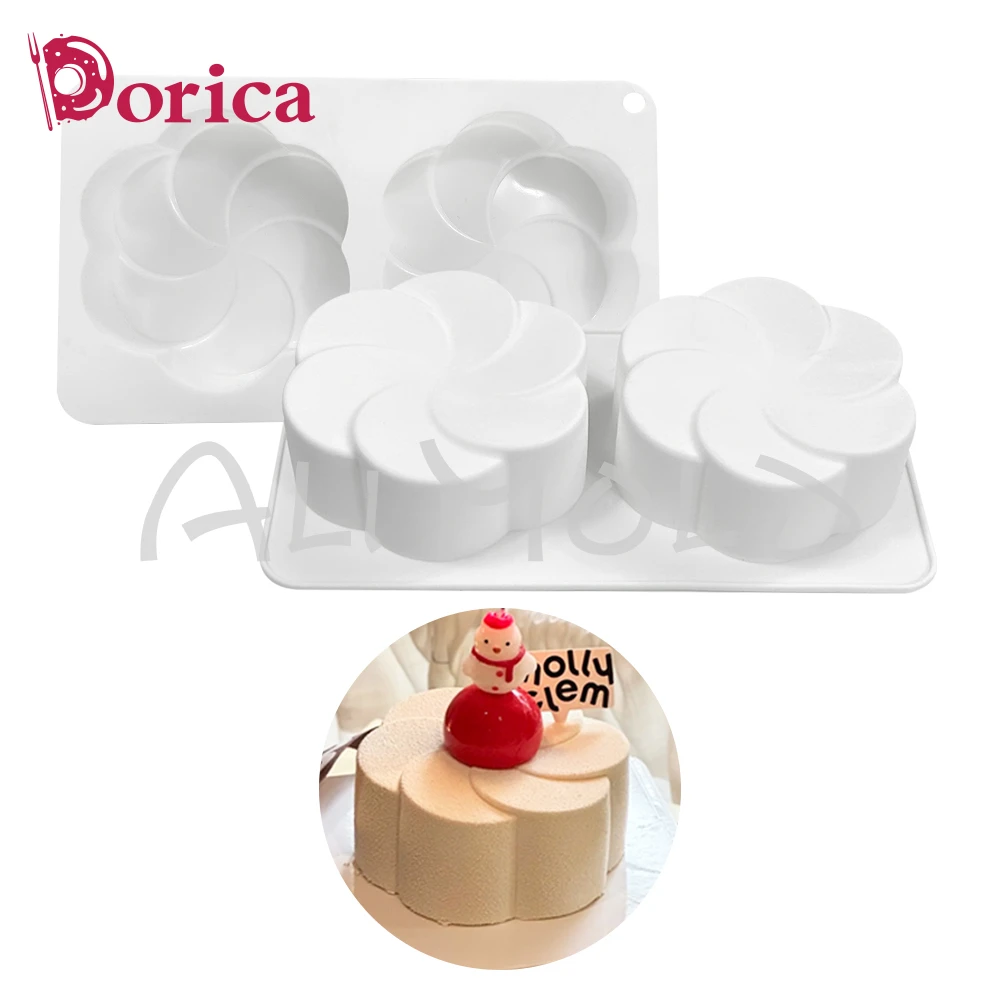 Dorica Fan-shaped Flower Silicone Molds Pudding Chocolate Mousse Mould Pastry Baking Pan Cake Decorating Tools Kitchen Bakeware