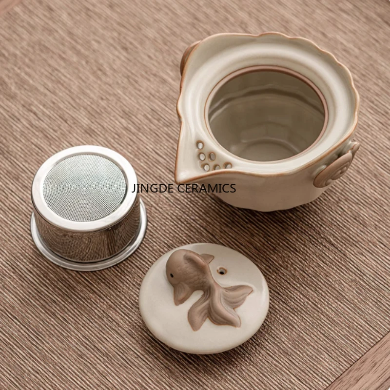 

Керамический дорожный чайный сервиз, портативная быстрая чашка для улицы, один горшок и два чашки, керамический набор для заваривания чая, аксессуары для чайной церемонии