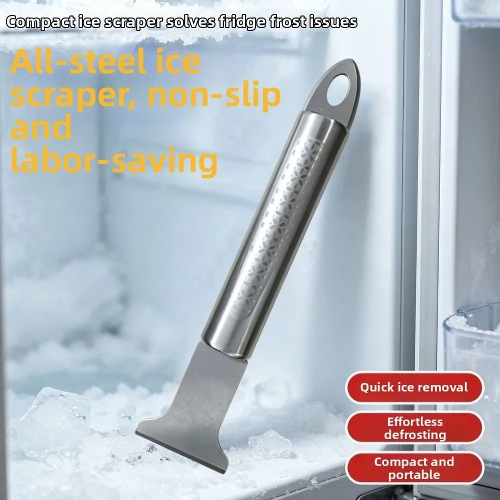 Stainless Steel Fridge Ice Scraper Non-Slip Efficient Refrigerator Defrosting Shovel with Hanging Loop Anti-rust
