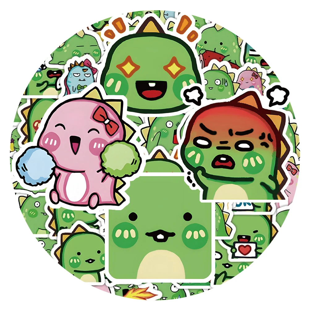 

10/30/50/100pcs Super Cute Green Little Dinosaur Stickers Kawaii Cartoon Decals Decoration Notebook Phone Guitar Sticker Packing