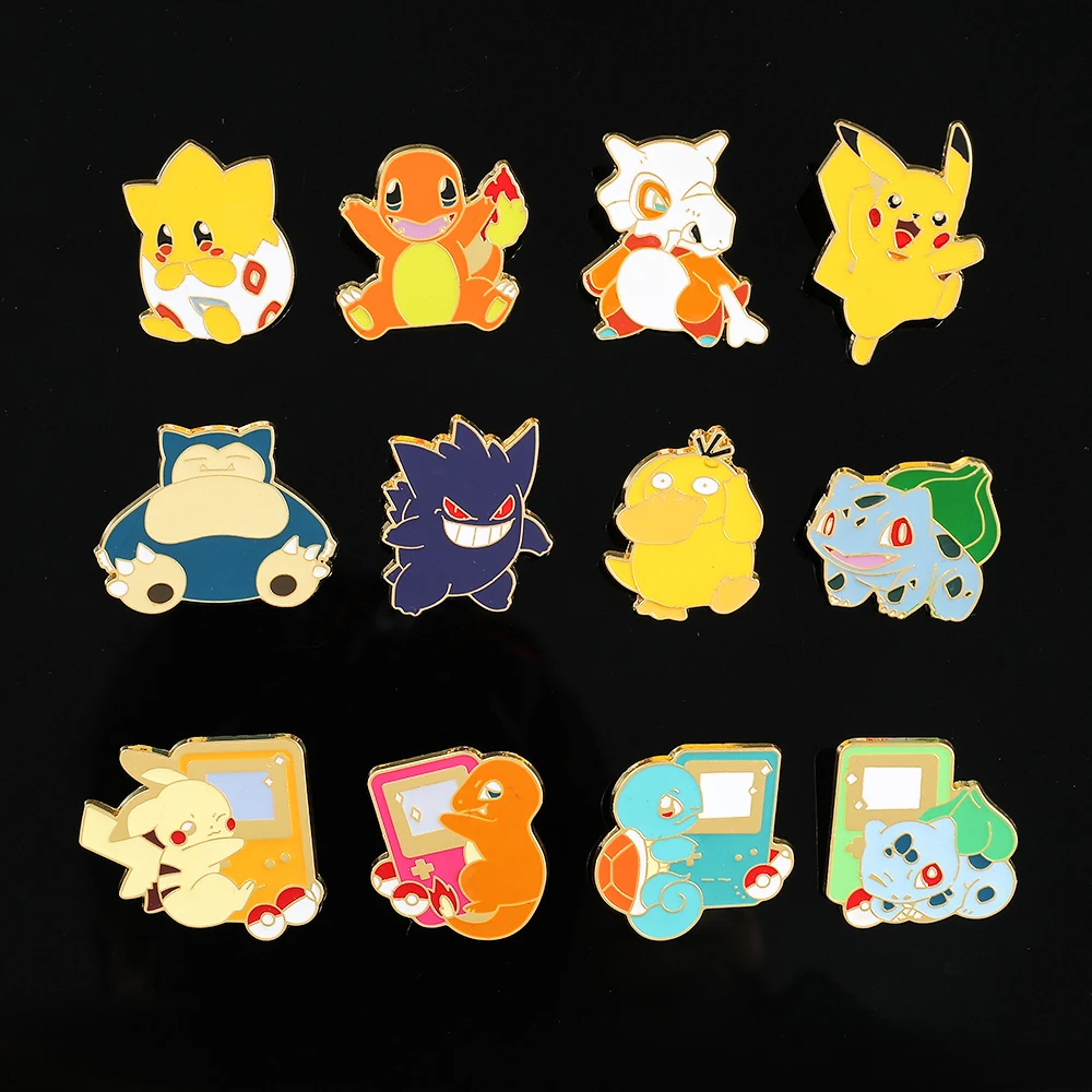 Anime Pokemon Metal Brooch Jewelry Pikachu Psyduck Snorlax Creativity Cartoon Button Badge Pin for Shirt Backpack Accessories