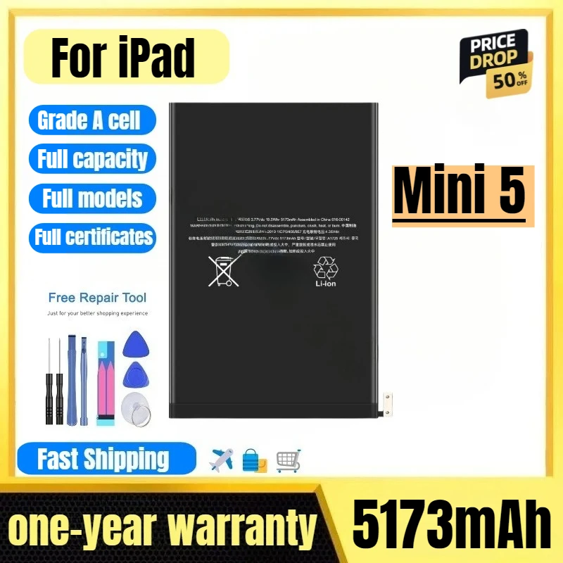 A2133/A2124/A2125/A2126 for IPad Mini 5 Tablet Battery High Quality High Capacity  Replacement Bateria Grade A Cell with Tools