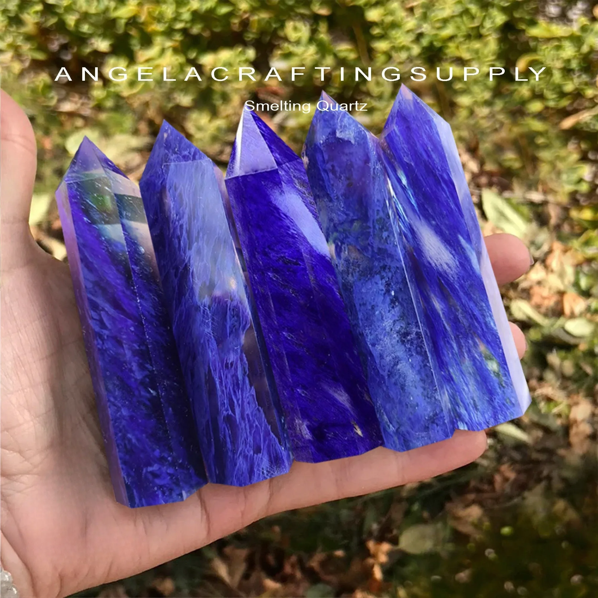 Blueberry Quartz Smelting Crystal Obelisk Tower Points, Crystal Reiki Gemstone Tower Wand, Mineral Specimens Home Decor Gift