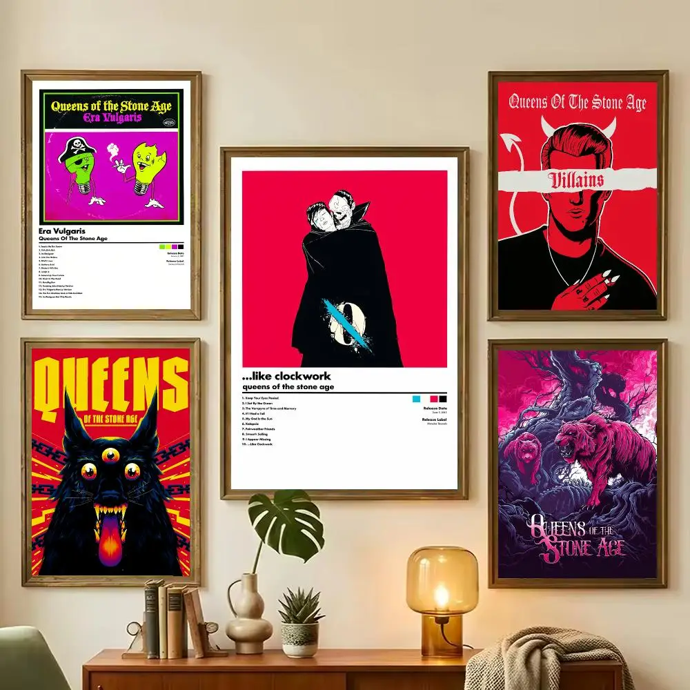Band Q-Queens Of The Stone Age Painting Calligraphy Stylish Canvas Poster Wall Art for Living Room Bedroom Office Home Decor