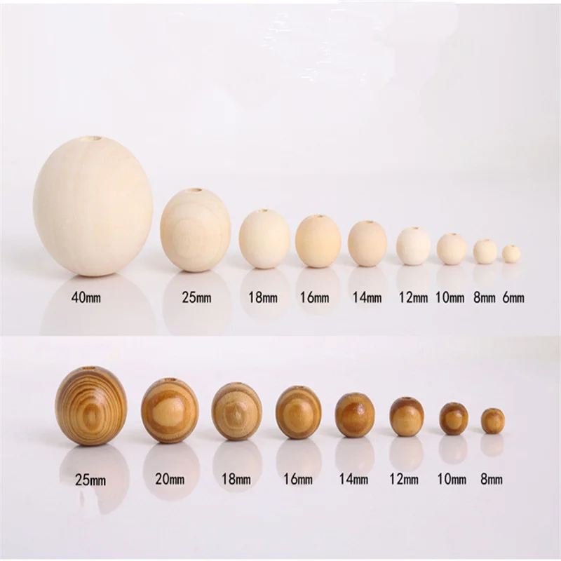 10/50/100Pcs 6-25mm Natural Wood Round Loose Spacer Bead DIY Lead-Free Ball Charms Necklace Jewelry Making Handmade Decorations