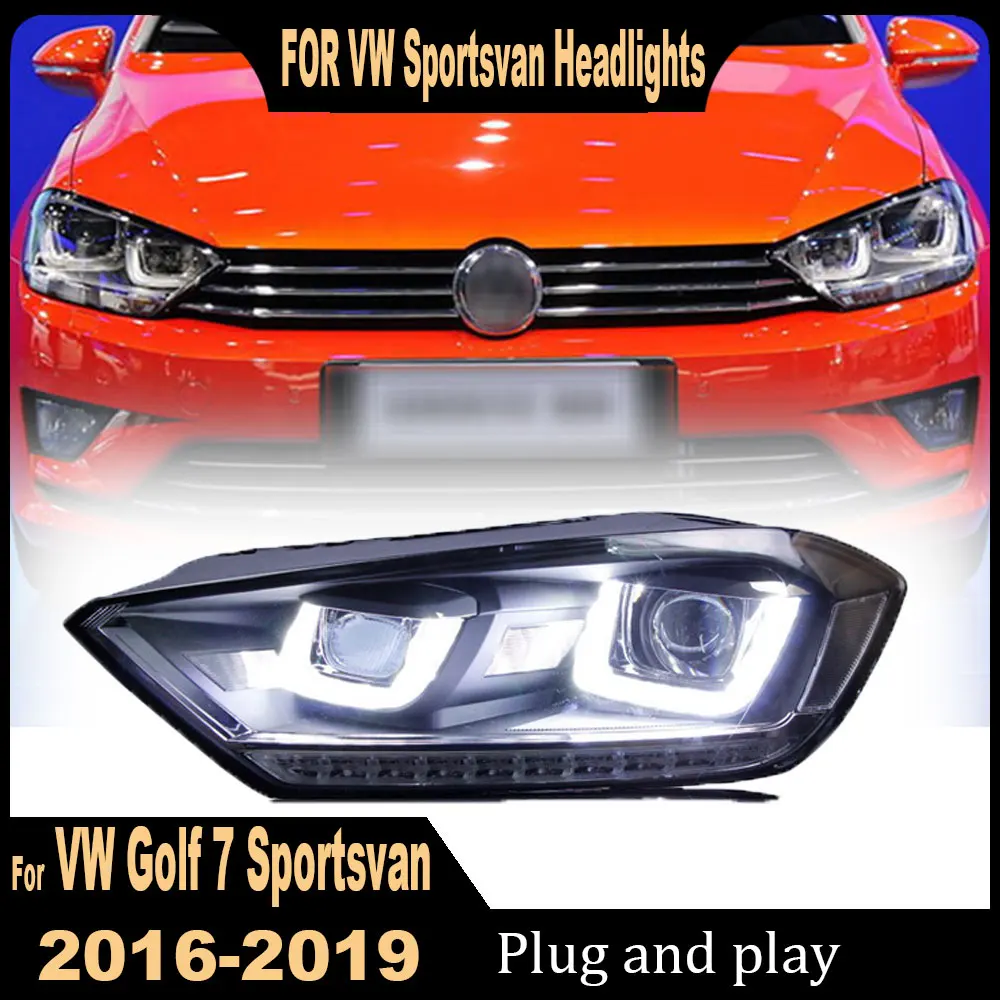 

2 шт. передняя фара для VW Golf 7 Sportsvan, фара 2016-2019, автомобильный Стайлинг, DRL, сигнальная линза проектора, автоаксессуары