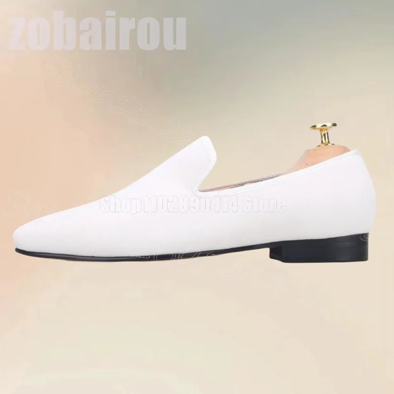 Mocassins en Daim Blanc Rond pour Homme, Chaussures Luxueuses à Enfiler, Faites à la Main, pour ix, Banquet, Mariage, Rencontres