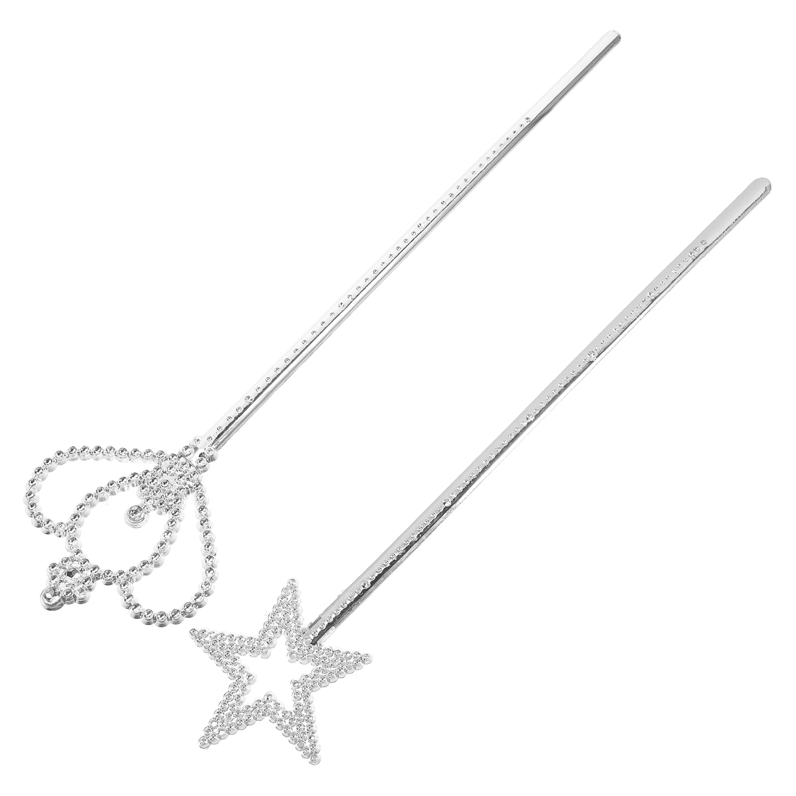 

2Pcs Silverplated Star Wand Crown Stick Princess Fairy Dress Up Cosplay Party Accessories Halloween Birthday Wedding Star Wand
