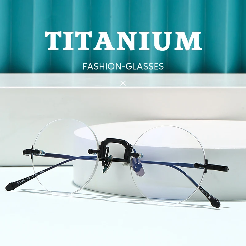 2026 Frameless spectacles Woman Titanium Glasses Frames Men Fashion Retro Computer Eyeglasses Frame Reading Round Eyewear