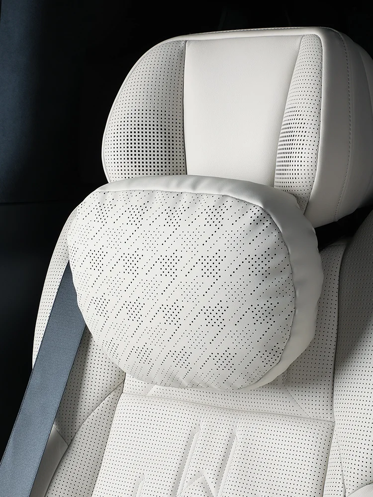 

For ZEEKR 009 001 007 7X NAPPA Leather Soft Pillow Sports Seat Headrest Car Neck Pillow Guard Lumbar Support Cushion Breathable