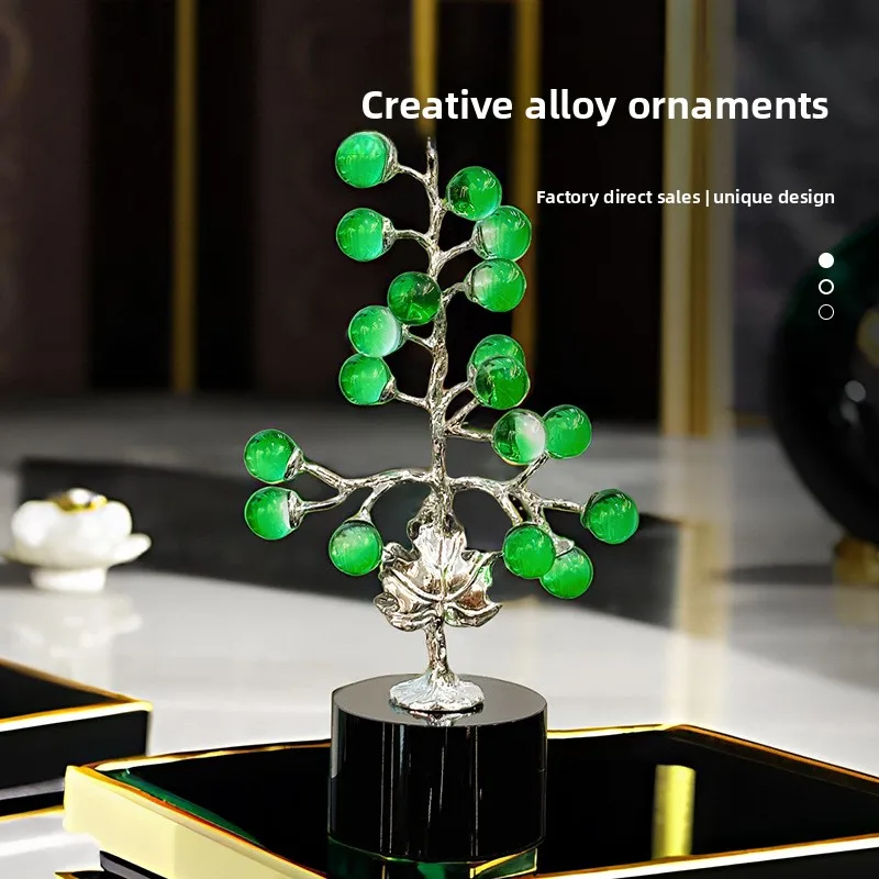 

YFY modern creative white crystal grape ornament fortune tree living room wine cabinet office home decoration housewarming gift