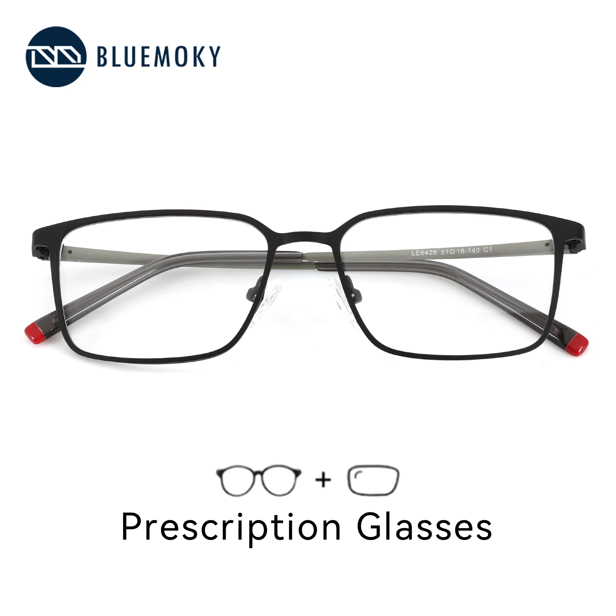 

BLUEMOKY S размер модные металлические прямоугольные очки по индивидуальному заказу для мужчин анти-синий свет прогрессивные оптические классы