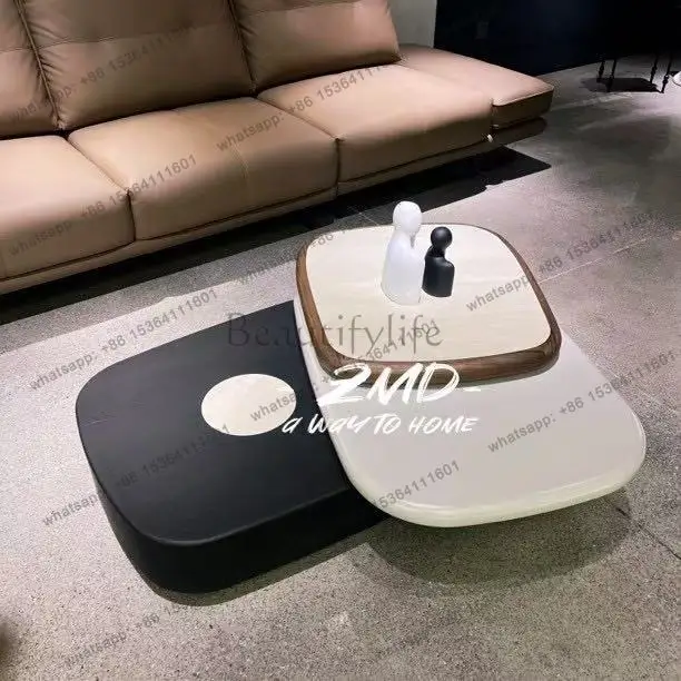Customizable FG Italian Minimalist Modern Minimalist Light Luxury Rotating Rectangular Storage Living Room Rock Slab Cave Stone