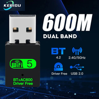 2 IN 1 USB WiFi Bluetooth Adapter 600Mbps 2.4G/5GHz Dual Band Wi-Fi 5 Dongle High-Speed Wireless Network Card Receiver Laptop PC