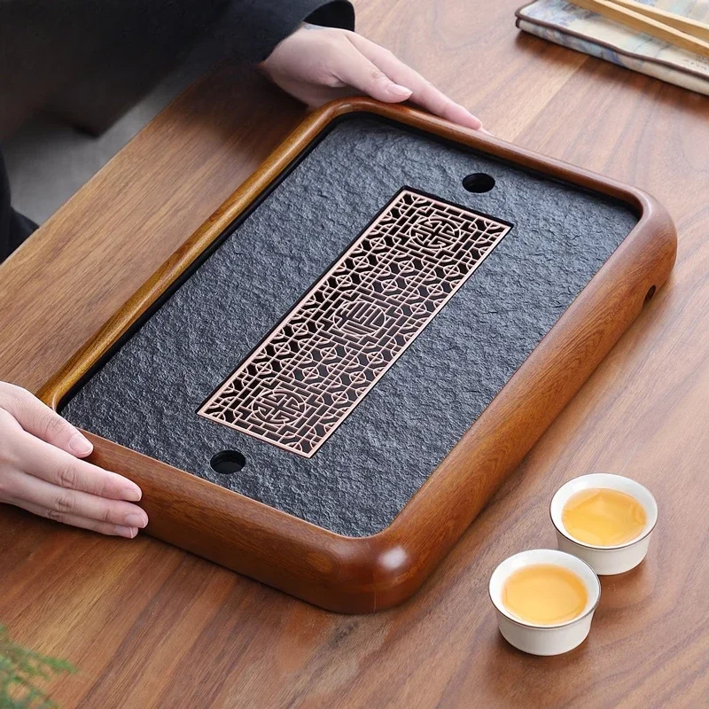

Tea tray household Wujinshi imitation solid wood Kung Fu set table single gift