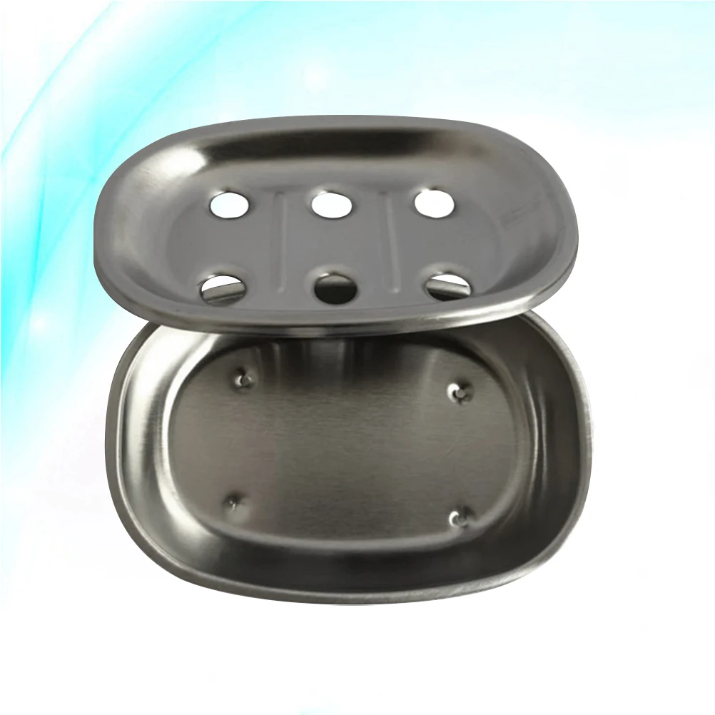 

Stainless Steel Soap Dish Rustproof Simple Design Extends Life Draining Holder Portable Bathroom Kitchen Travel