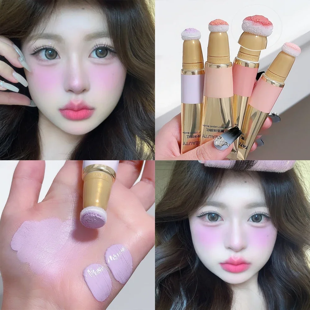 Multi-function Blush Stick Sponge Facial Blush Waterproof Brightening Face Contouring Shadow Blusher Tint Cheek Korean Cosmetics