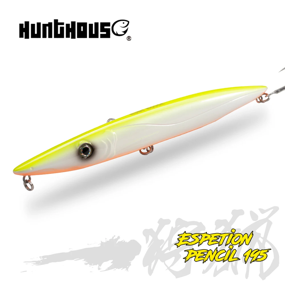 

Hunthouse Topwater Pencil Fishing Lure Floating Hard Bait Long Cast 195mm44g Stickbait Bluefish Don Belone Saltwater Fish Tackle