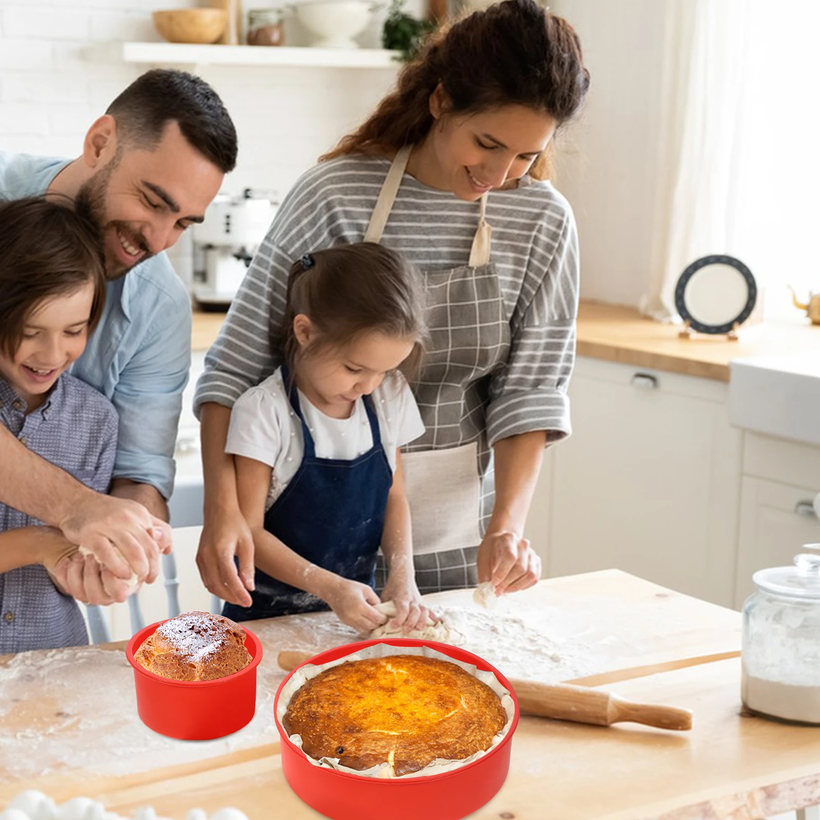 

3pcs Silicone Cake Mold Round Flexible Baking Pan For Cake Bread Mousse Chocolate Non-Stick Easy Clean Kitchen Bakeware